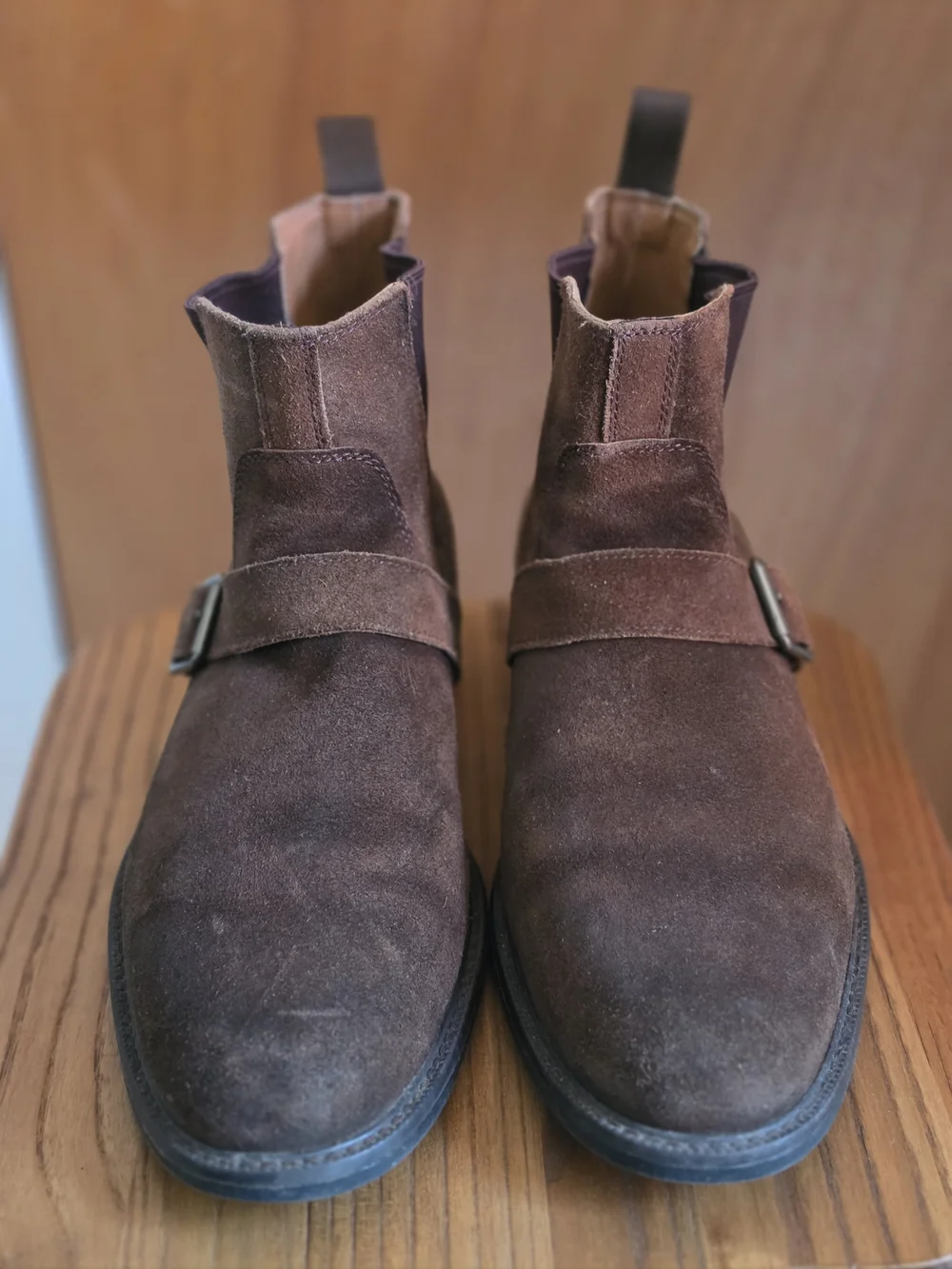 Men's Johnston & Murphy Brown Suede Chukka Boots with Side Buckle